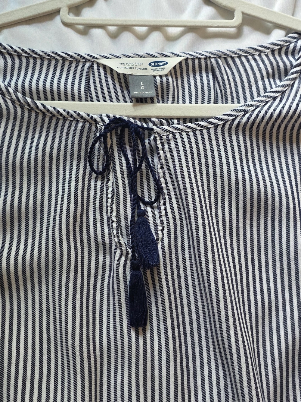 Navy and White Striped Tassel Tunic